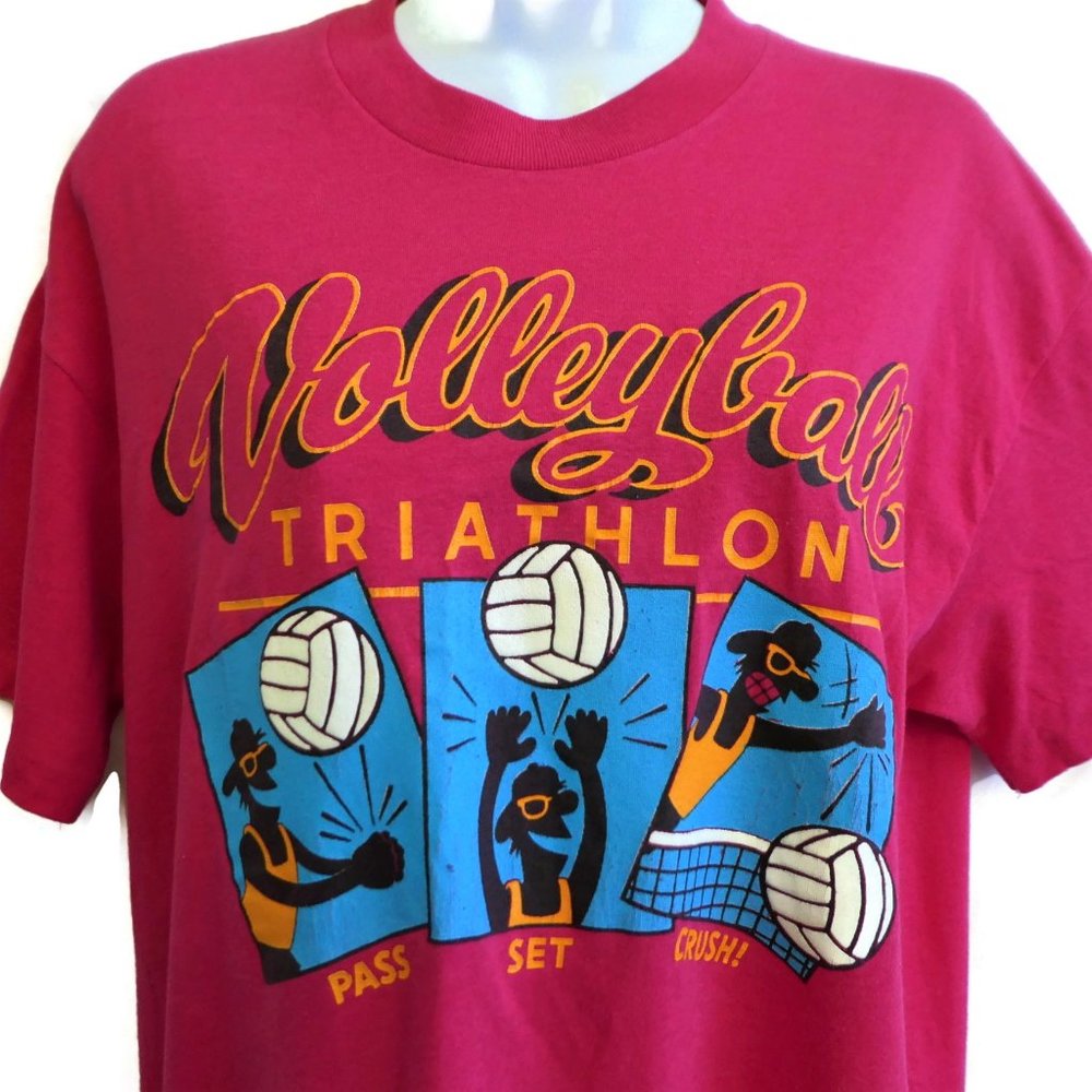 Vintage 70s 80s TNT Tee Volleyball Triathlon Single Stitch L